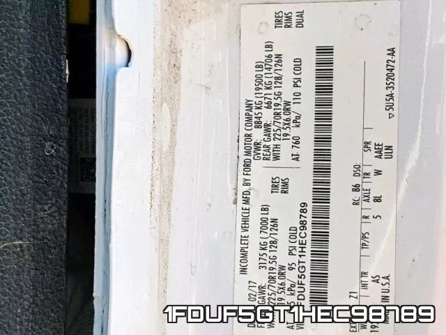 1FDUF5GT1HEC98789 фото 2
