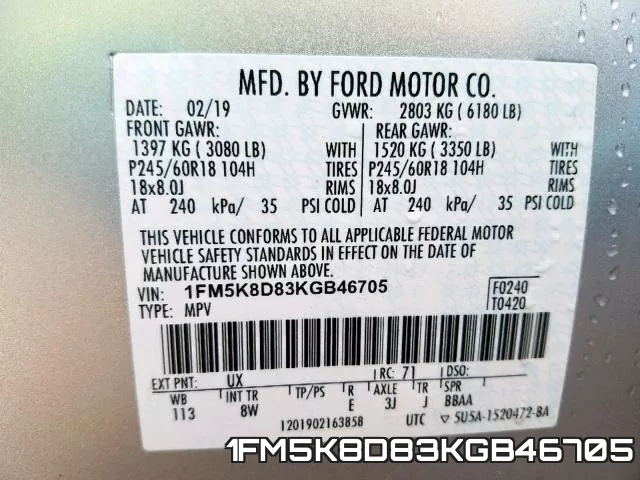 1FM5K8D83KGB46705 фото 2
