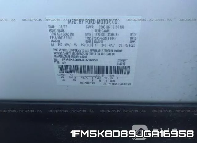 1FM5K8D89JGA16958 фото 10