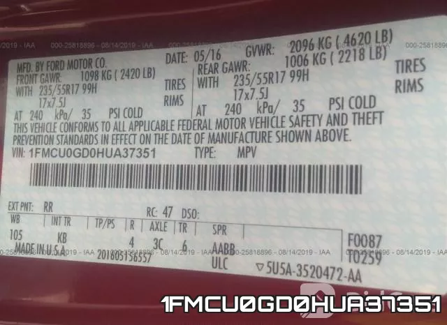 1FMCU0GD0HUA37351 фото 10