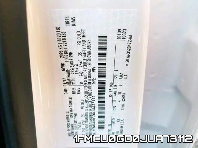1FMCU0GD0JUA73112 фото 2