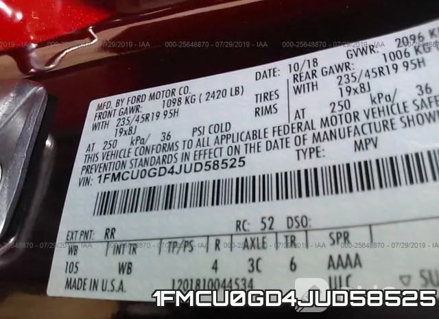 1FMCU0GD4JUD58525 фото 10