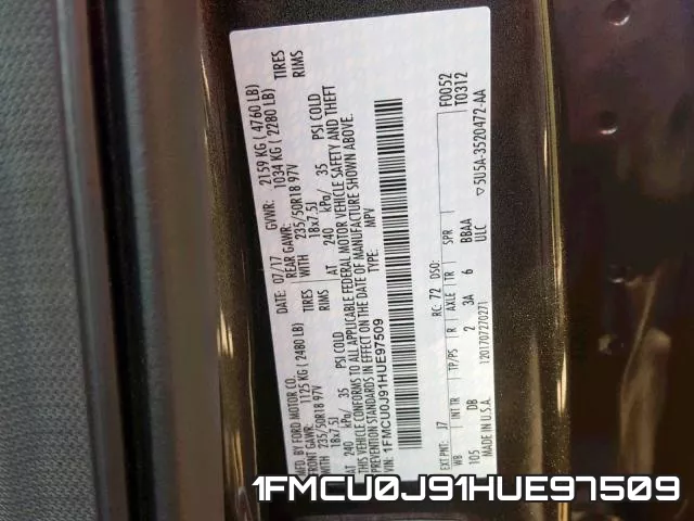 1FMCU0J91HUE97509 фото 2