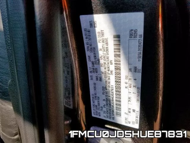 1FMCU0JD5HUE87831 фото 2