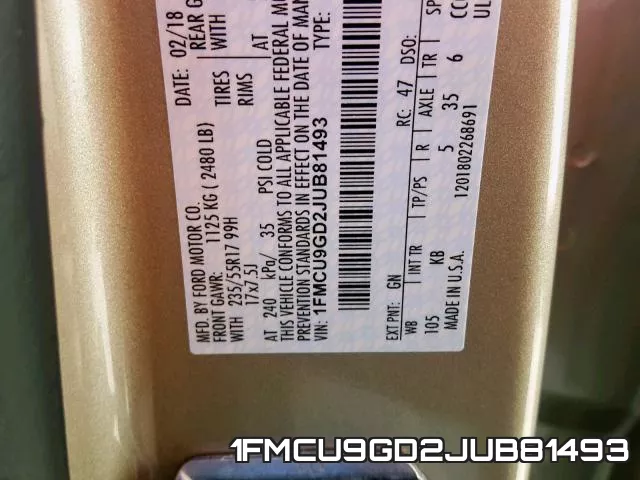 1FMCU9GD2JUB81493 фото 2
