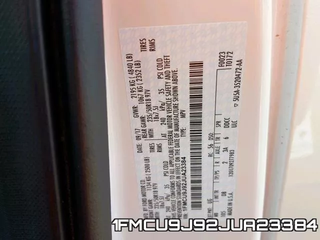 1FMCU9J92JUA23384 фото 2