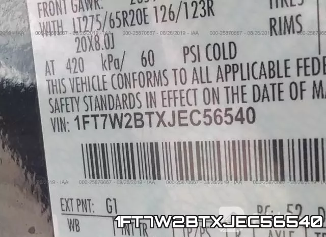 1FT7W2BTXJEC56540 фото 10