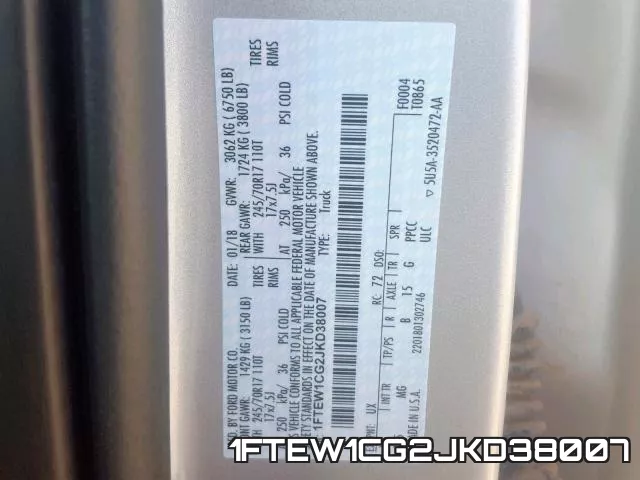 1FTEW1CG2JKD38007 фото 2