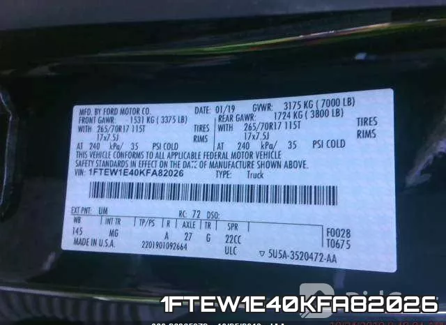 1FTEW1E40KFA82026 фото 5