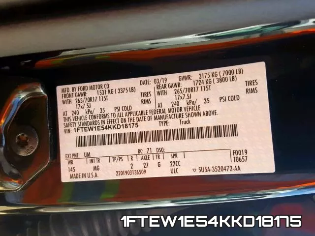 1FTEW1E54KKD18175 фото 2