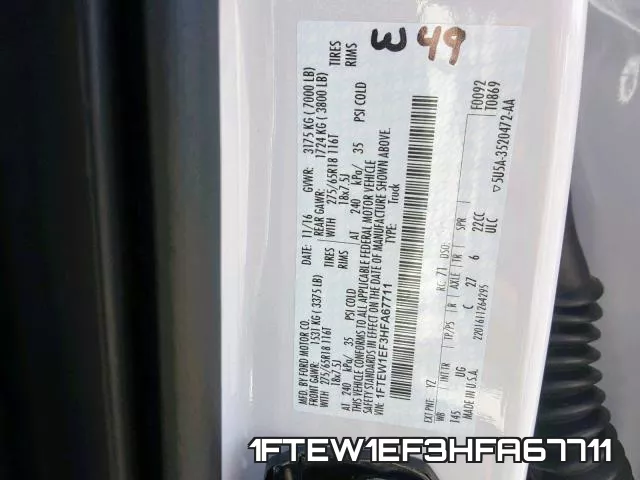 1FTEW1EF3HFA67711 фото 2