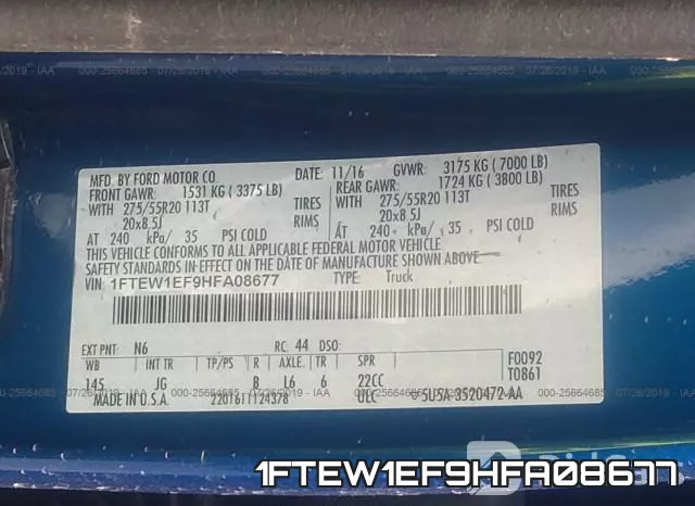 1FTEW1EF9HFA08677 фото 10