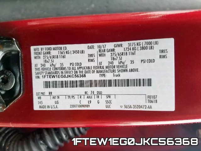 1FTEW1EG0JKC56368 фото 2