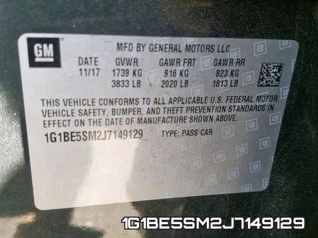 1G1BE5SM2J7149129 фото 2
