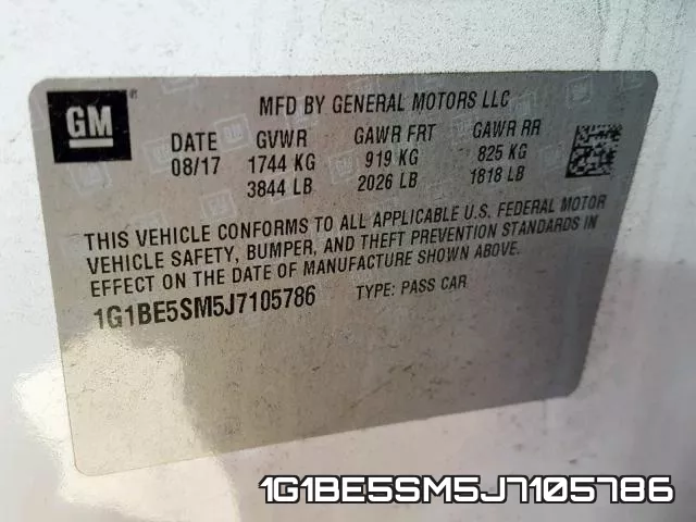 1G1BE5SM5J7105786 фото 2