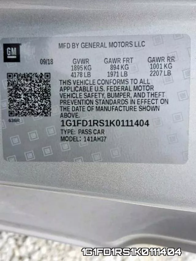 1G1FD1RS1K0111404 фото 2