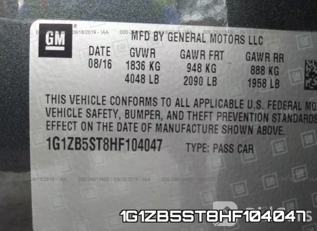 1G1ZB5ST8HF104047 фото 10