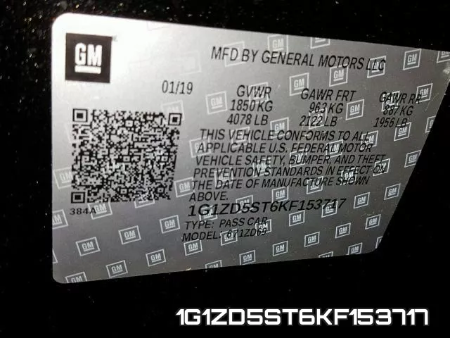 1G1ZD5ST6KF153717 фото 2