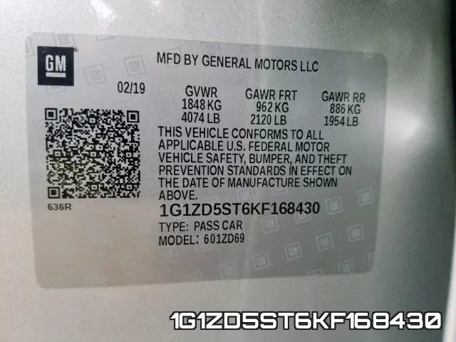1G1ZD5ST6KF168430 фото 2