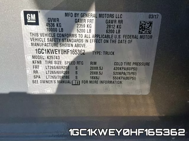 1GC1KWEY0HF165362 фото 2