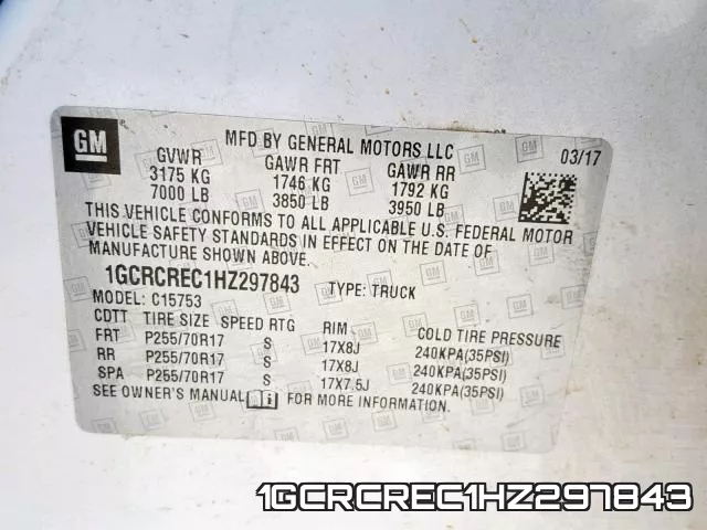 1GCRCREC1HZ297843 фото 2