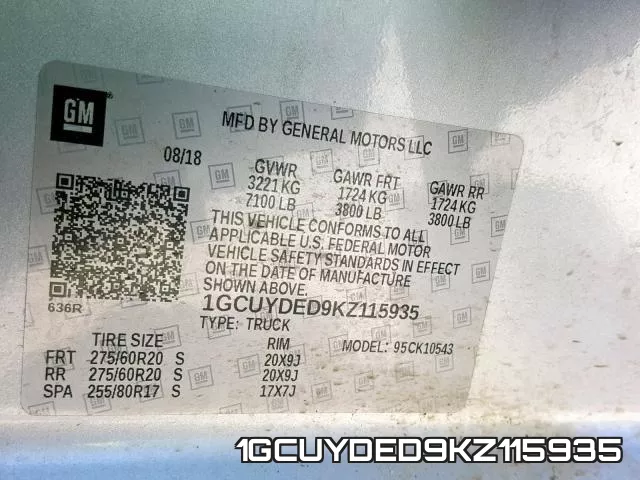 1GCUYDED9KZ115935 фото 2