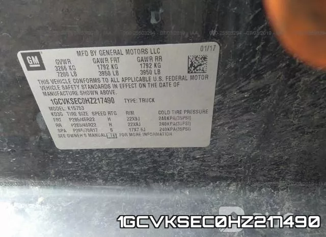 1GCVKSEC0HZ217490 фото 10