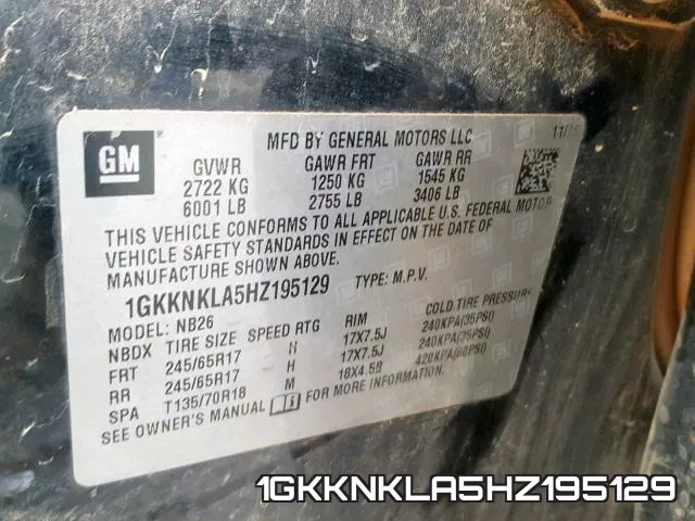 1GKKNKLA5HZ195129 фото 2