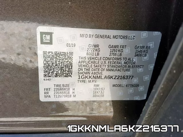 1GKKNMLA6KZ216377 фото 2