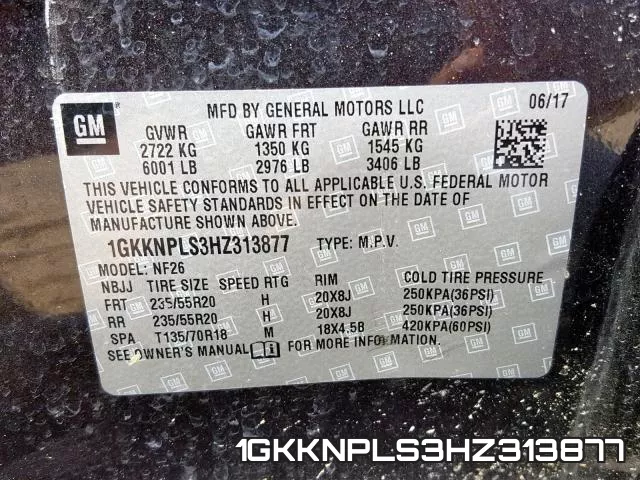 1GKKNPLS3HZ313877 фото 2