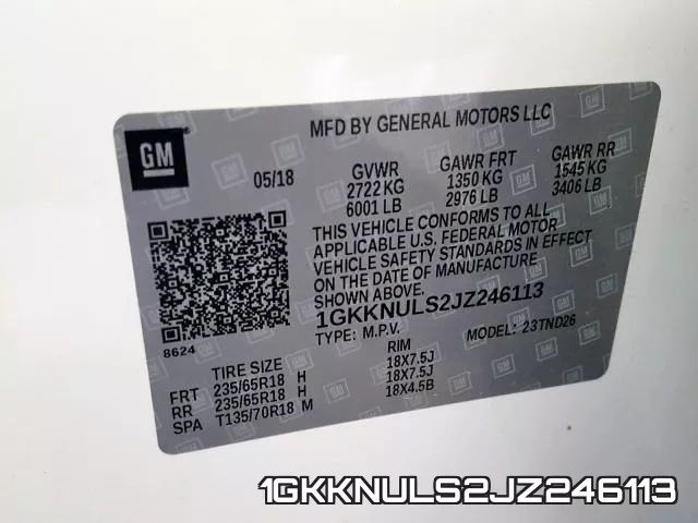 1GKKNULS2JZ246113 фото 2