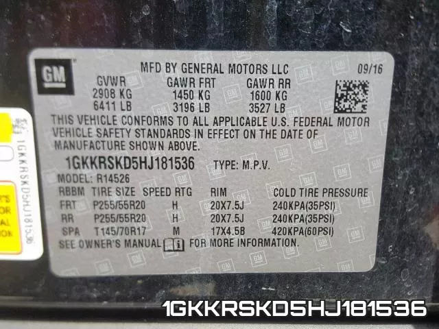 1GKKRSKD5HJ181536 фото 2
