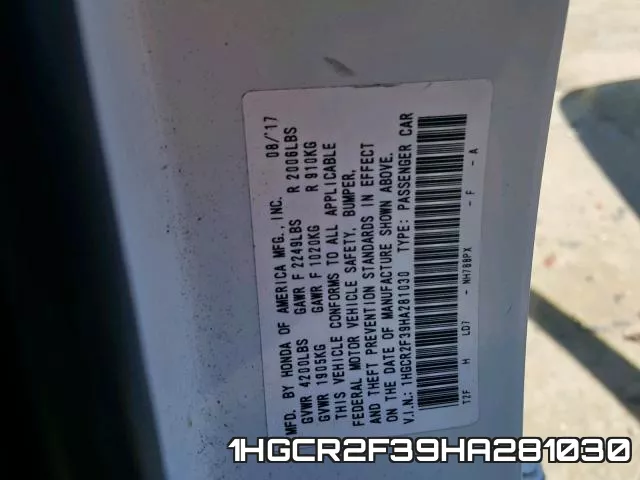 1HGCR2F39HA281030 фото 2