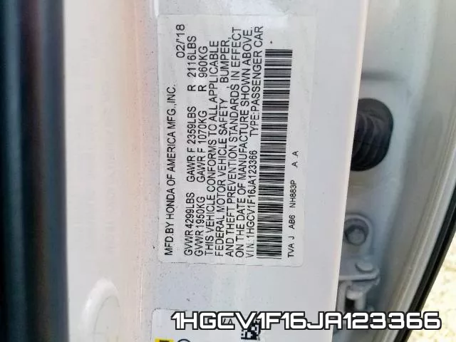 1HGCV1F16JA123366 фото 2