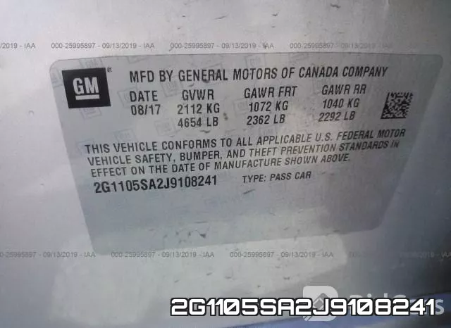 2G1105SA2J9108241 фото 10