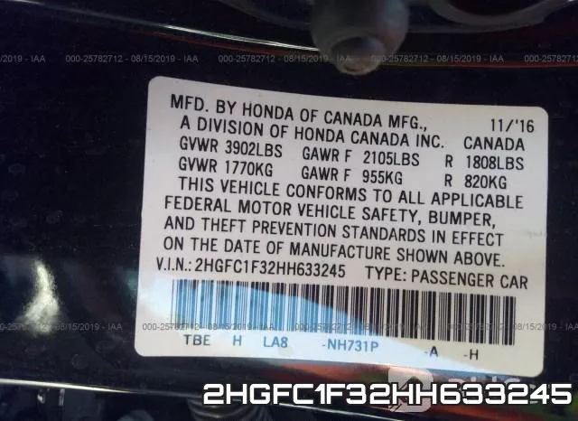 2HGFC1F32HH633245 фото 10