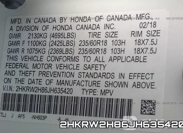 2HKRW2H86JH635420 фото 10