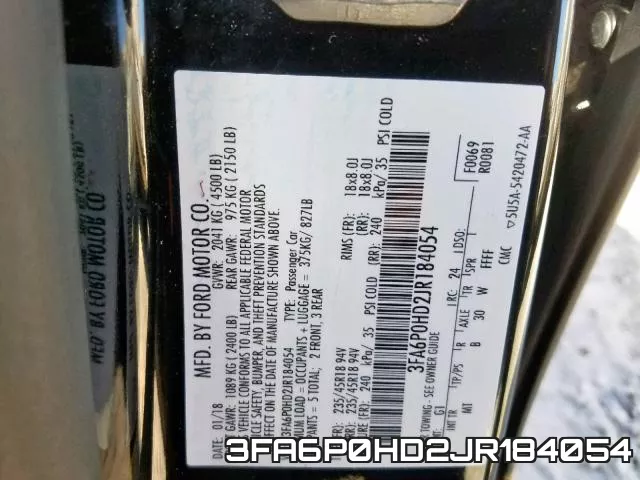 3FA6P0HD2JR184054 фото 2