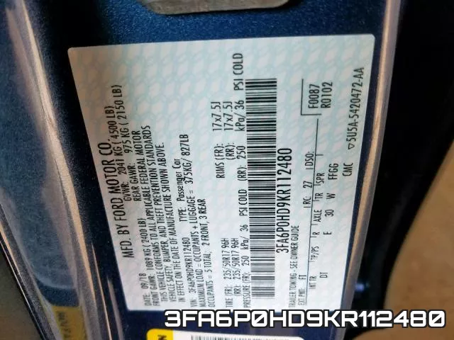 3FA6P0HD9KR112480 фото 2