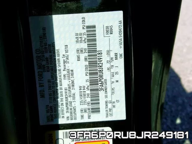 3FA6P0RU8JR249181 фото 2