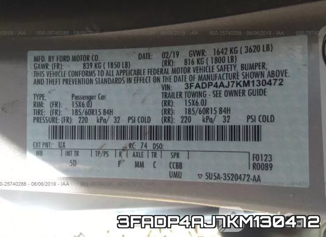 3FADP4AJ7KM130472 фото 10