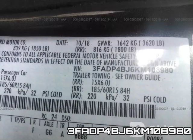 3FADP4BJ6KM108980 фото 10