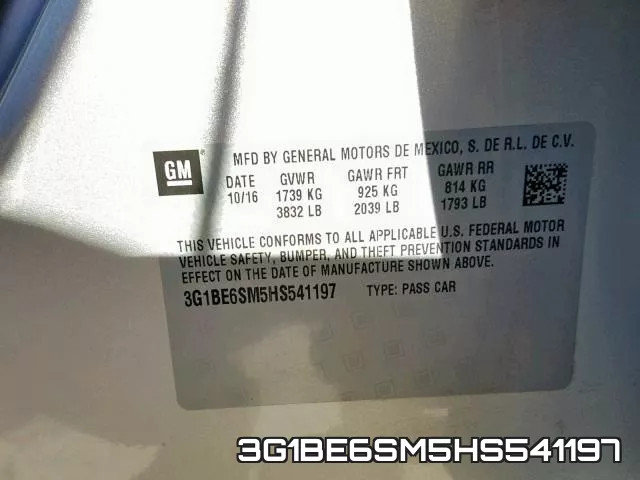 3G1BE6SM5HS541197 фото 2