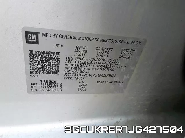 3GCUKRER7JG427504 фото 2