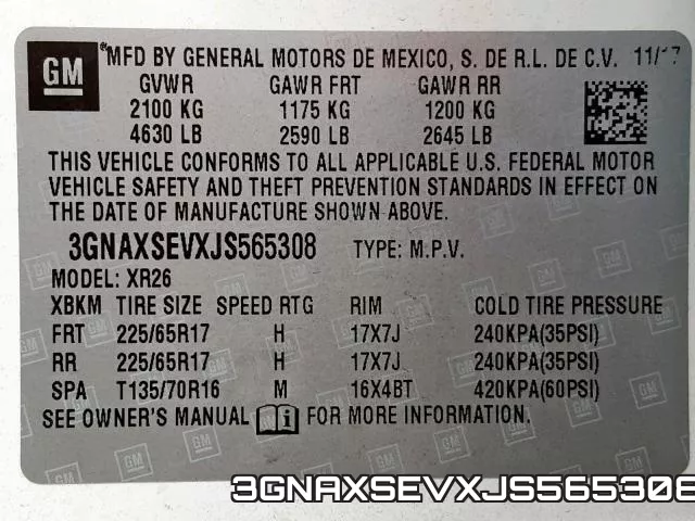 3GNAXSEVXJS565308 фото 2