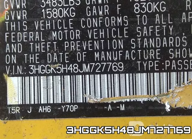 3HGGK5H48JM727769 фото 10