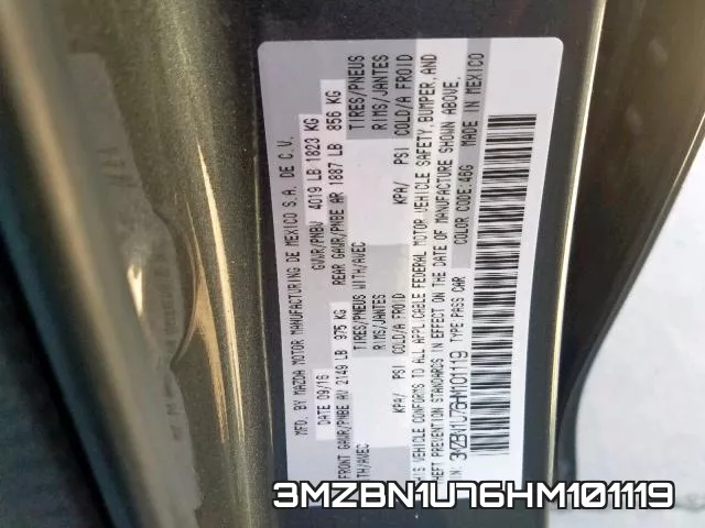 3MZBN1U76HM101119 фото 2