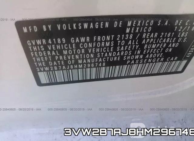3VW2B7AJ8HM296748 фото 10