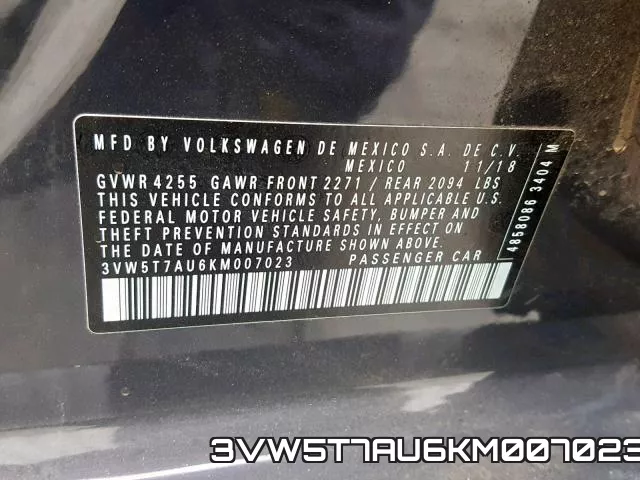 3VW5T7AU6KM007023 фото 2