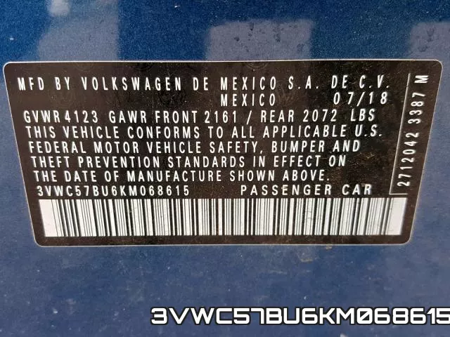 3VWC57BU6KM068615 фото 2
